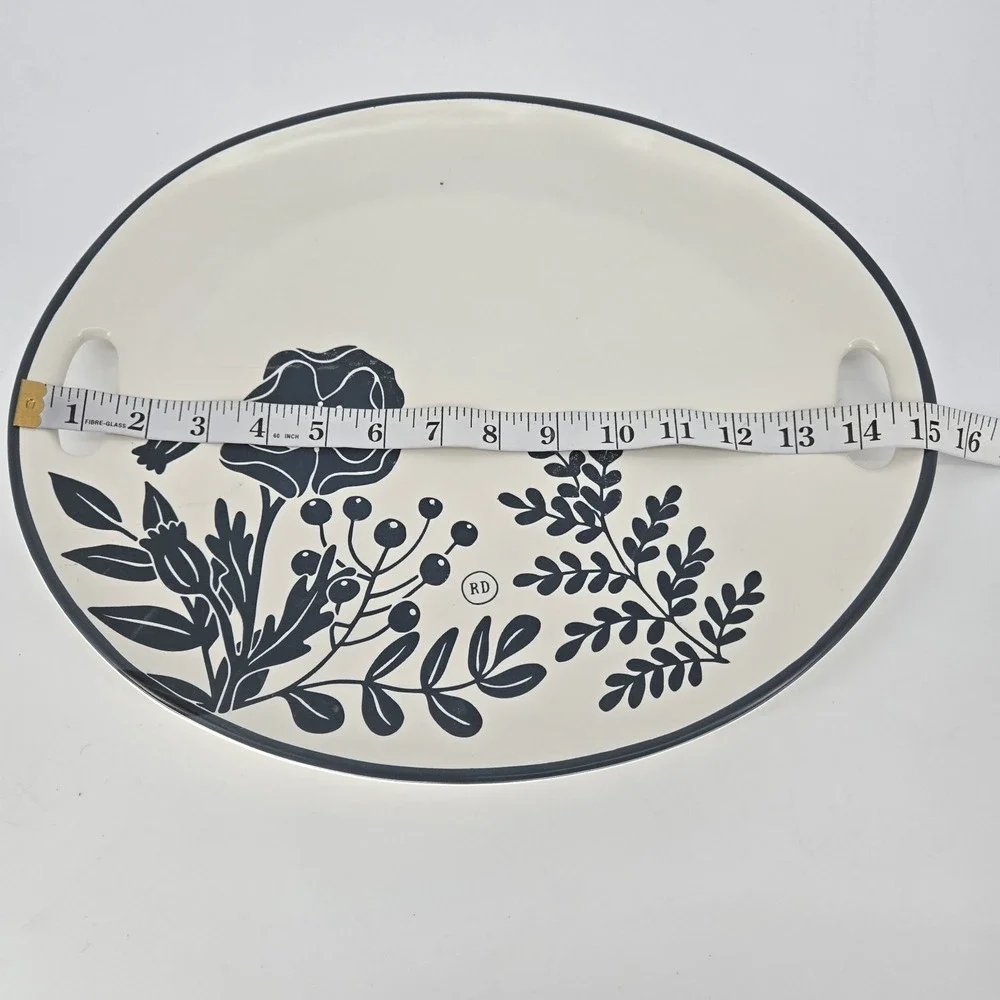 Rae Dunn Artisan Magenta Collection Oval Serving Platter Floral 15